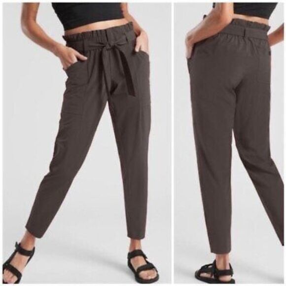 ATHLETA Women’s Olive Green Skyline Paperbag Waist Pants Size 6 Style #292915 - Picture 1 of 6